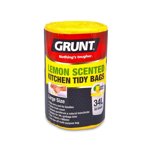 Grunt Kitchen Tidy Bags 34L Lemon Scented 50 Pack HDPE Easy Tear