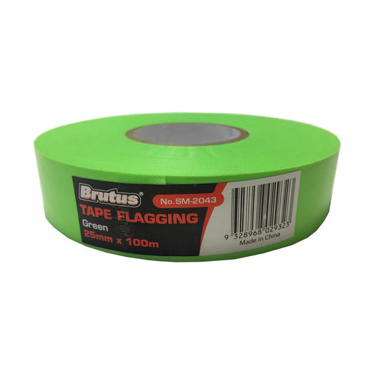Brutus Flagging Tape - 25mm x 100m - Vinyl - Weather Resistant - Auzzistore