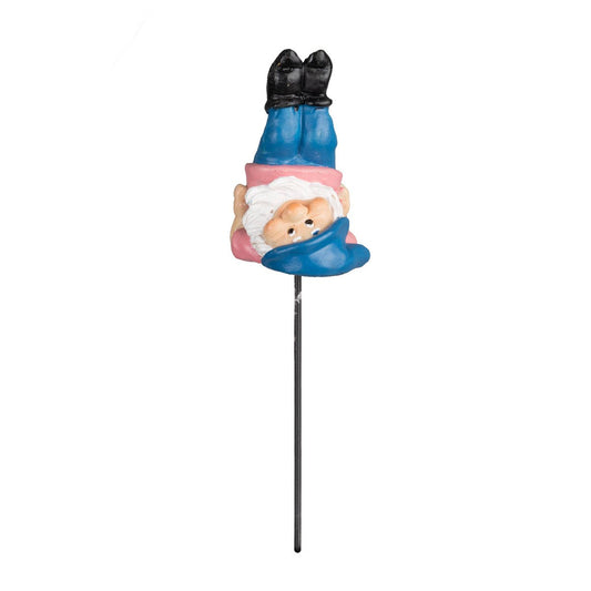 Northcote Pottery Yoga Gnome Garden Stake - 5 x 16cm - Blue Hat - Polyresin