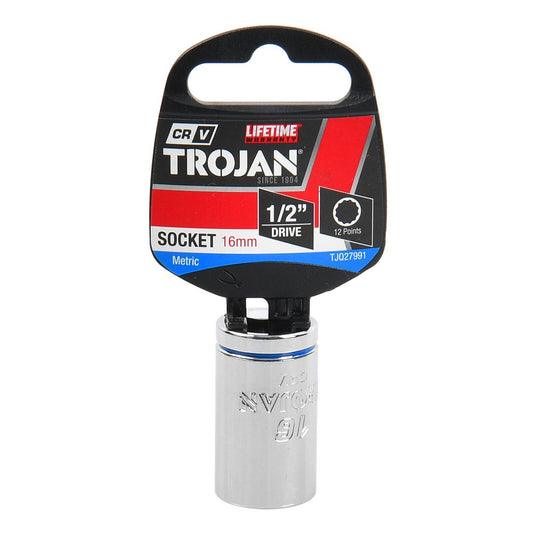 Trojan 16mm Socket 1/2 Drive - Polished Chrome Vanadium - Durable 12-Point Design – view 2 - Auzzistore
