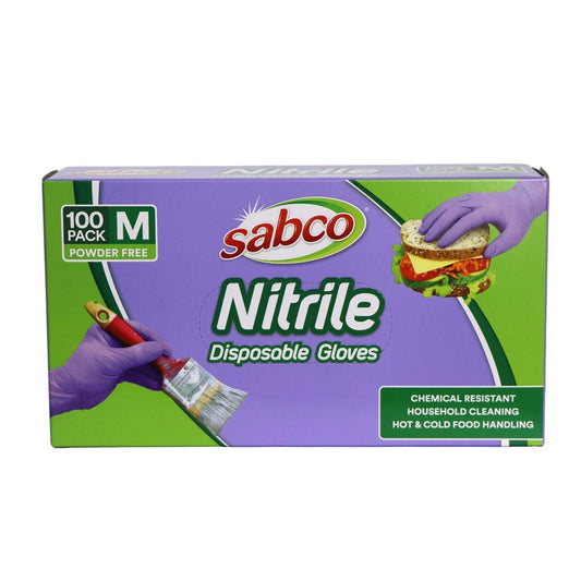 Sabco Nitrile Gloves - Medium - 100 Pack - Purple - Puncture Resistant - Auzzistore