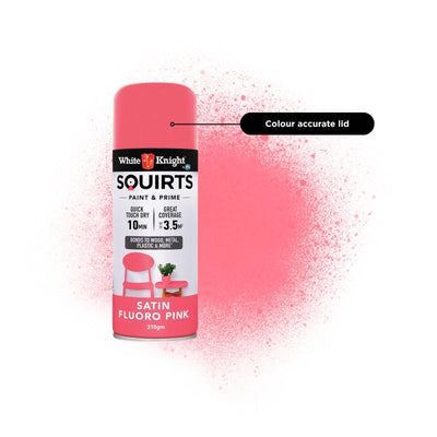 White Knight Squirts Fluro Pink Satin Spray Paint 310g Quick Dry