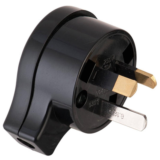 Deta 10A Black Side Entry Plug Top PVC 3 Core Low Profile