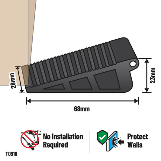 Adoored Black Rubber Door Wedge 2 Pack Medium Durable Grip – view 2 - Auzzistore