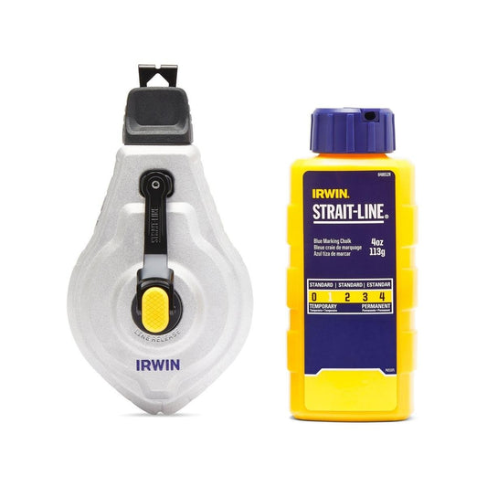 Irwin Strait Line Mach6 Chalk Reel - 30m Line - Blue - Durable Aluminium - Auzzistore