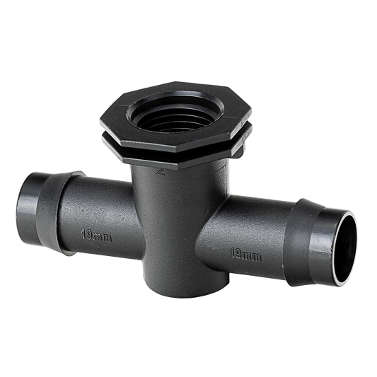 K Rain 19mm Barbed Tee 15mm Bsp Female - 10 Pack - Black - KT1912F - Auzzistore