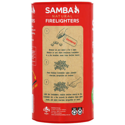 Samba Natural Firelighters - 100 Pack - Wood Wax - Long Lasting