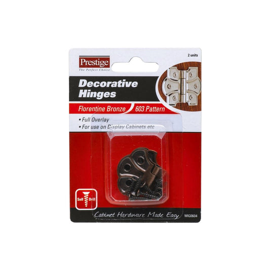 Prestige Decorative Butt Hinges 35mm Florentine Bronze 2 Pack