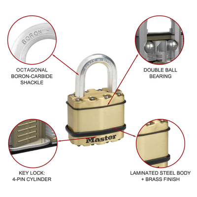 Master Lock Excell Padlock 50mm 4 Pack Laminated Steel Weather Resistant