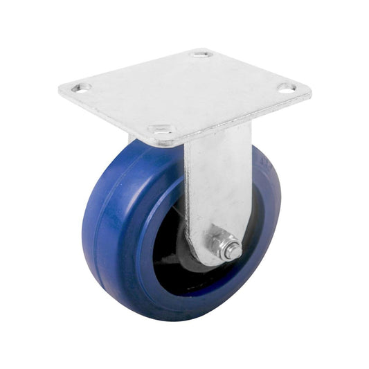 Easyroll 150mm Blue Elastic Rubber Heavy Duty Fixed Plate Castor - Auzzistore