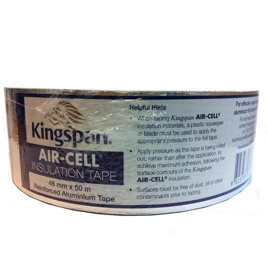 Kingspan Insulation Tape - 48mm x 50m - Reinforced Aluminium - Fire Retardant - Auzzistore