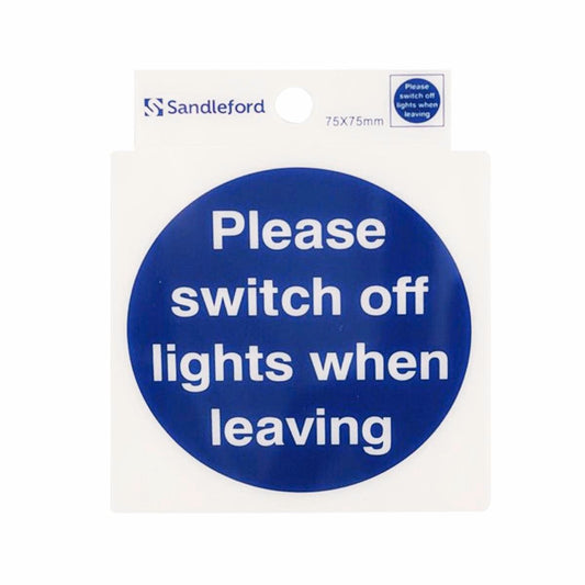 Sandleford Please Switch Off Lights Self Adhesive Sign - 75x75mm - White/Blue - Auzzistore