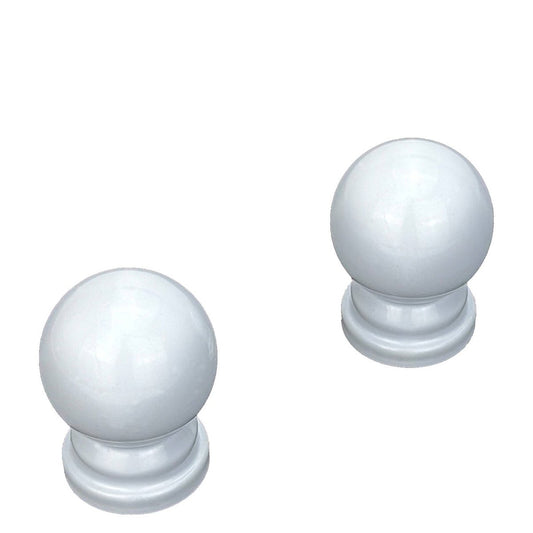 Pillar 16mm White Ball Curtain Rod Finials - Pair - 70mm x 70mm - Gloss White – view 2 - Auzzistore