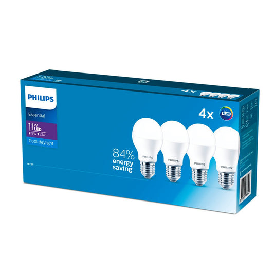 Philips A60 E27 LED Globe 1250lm 11W Cool Daylight 4 Pack