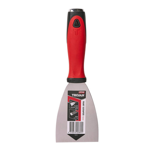 Trojan Paint Scraper - 75mm - Stainless Steel - Soft Grip Handle