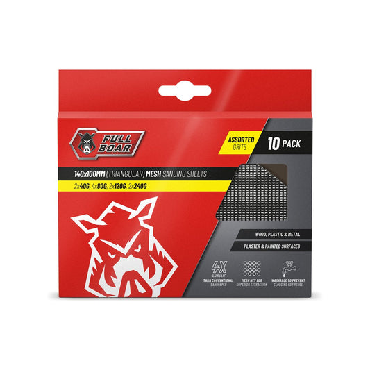 Full Boar Triangular Mesh Sanding Sheets 10 Pack - 100mm x 140mm - Washable, Reusable – view 2 - Auzzistore
