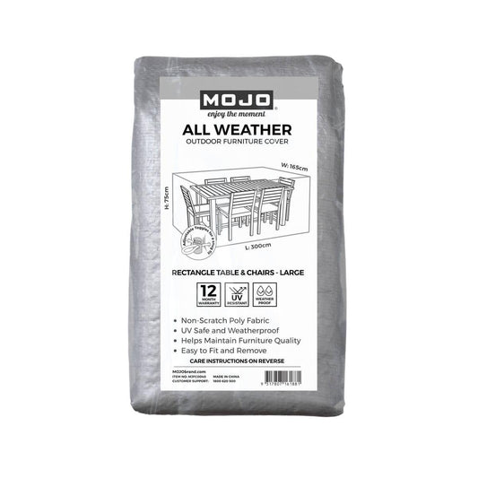 Mojo Large All Weather Rectangle Table and Chairs Cover - 3000mm x 750mm x 1650mm - UV Resistant - Weatherproof