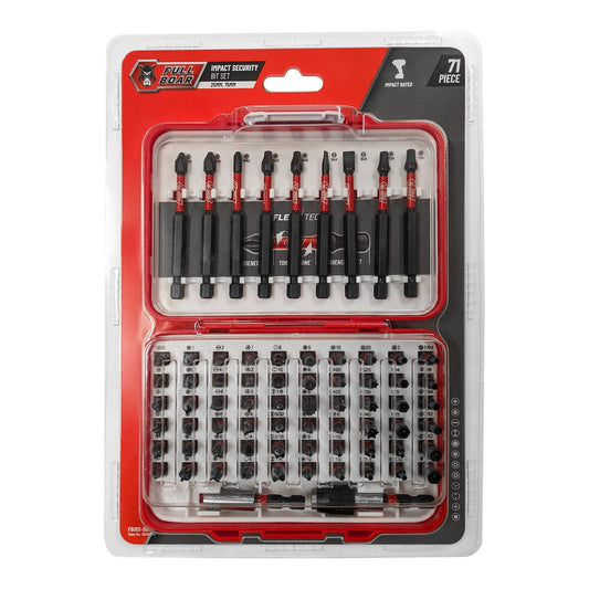 Full Boar 71 Piece Impact Security Torsion Bit Set - Hardened S2 Steel - 180mm x 20mm x 260mm - Auzzistore