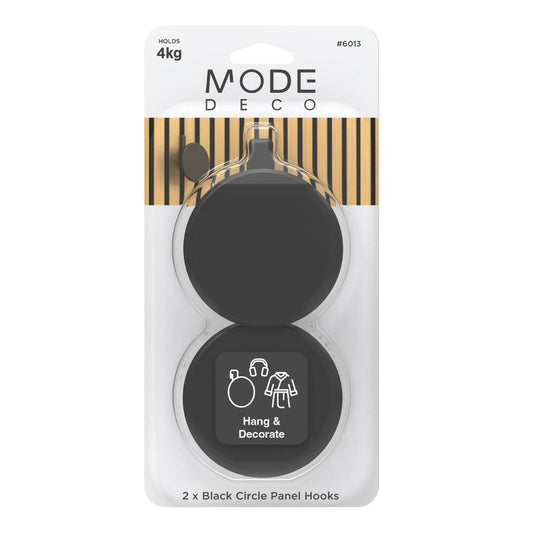 Mode Acoustic Panelling Robe Hooks 2 Pack - 75mm x 93mm - Black - Easy Installation