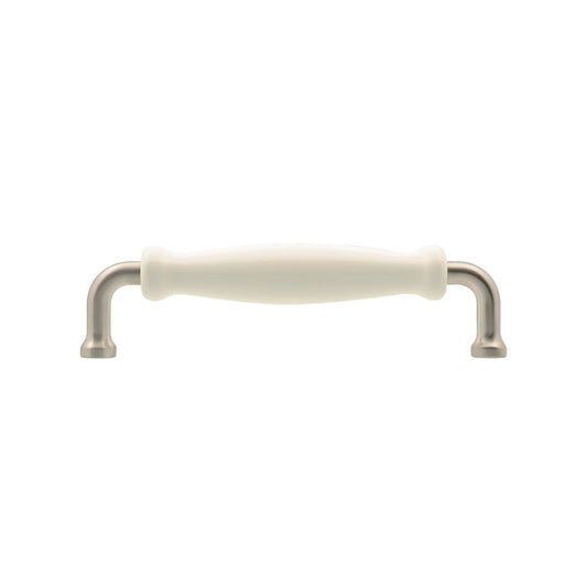 Prestige 128mm Handle - White Ceramic - Brushed Nickel - Card of 4