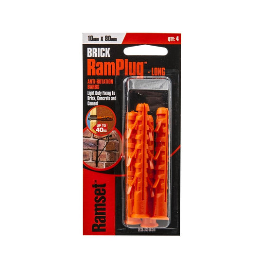 Ramset Long Anchor Ramplug 10 x 80mm Nylon 4 Pack Benefits - Auzzistore