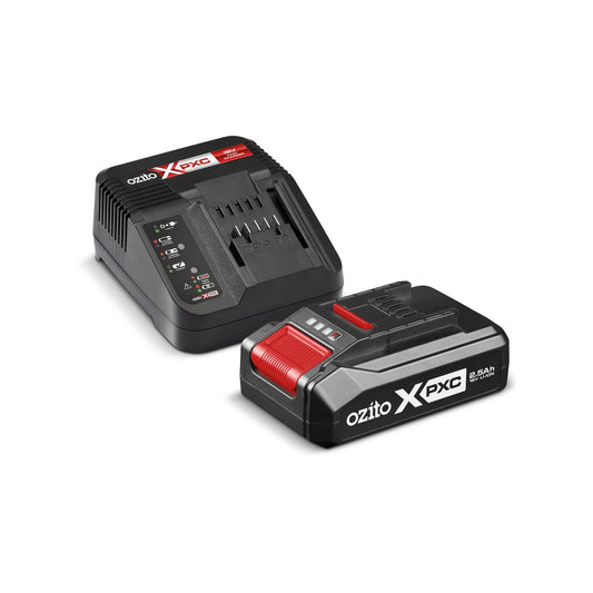 Ozito PXC 18V 2.5Ah Battery and Charger Kit - Compact Fast Charger - Lightweight - Auzzistore