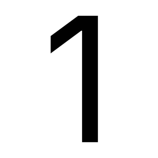 Numero Black Vinyl Transfer 1 - Self-Adhesive House Number - 24mm x 63mm - Black - Weatherproof - Auzzistore