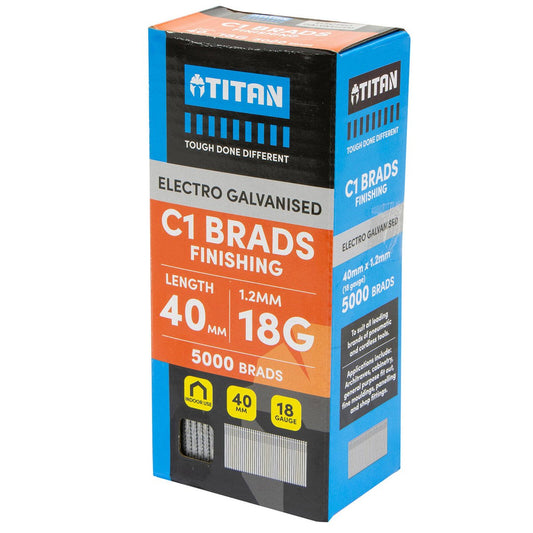 Titan 40mm Electro Galvanised Straight Collated Nail C1 Brads Pack 5000 - 1.25mm Diameter - Durable Fastening Solutions – view 2 - Auzzistore