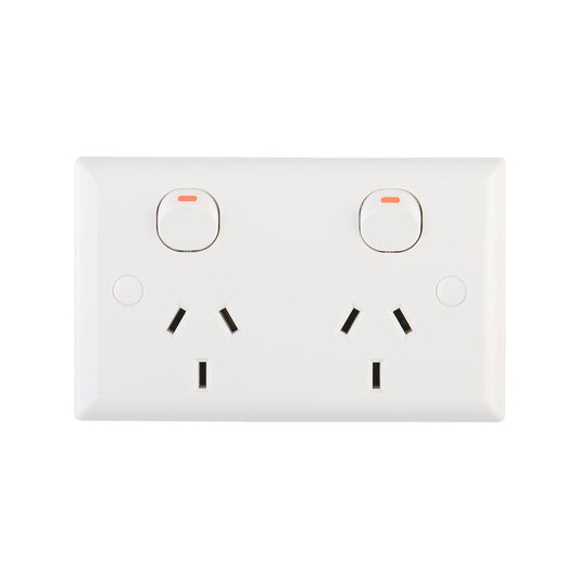DETA Solid Plate Double Powerpoint - 250V 10A - ABS - Safe Design - Auzzistore