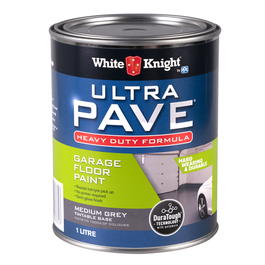 White Knight Ultra Pave Garage Floor Paint - 1L - Medium Grey - Heavy Duty - DuraTough Technology - Auzzistore
