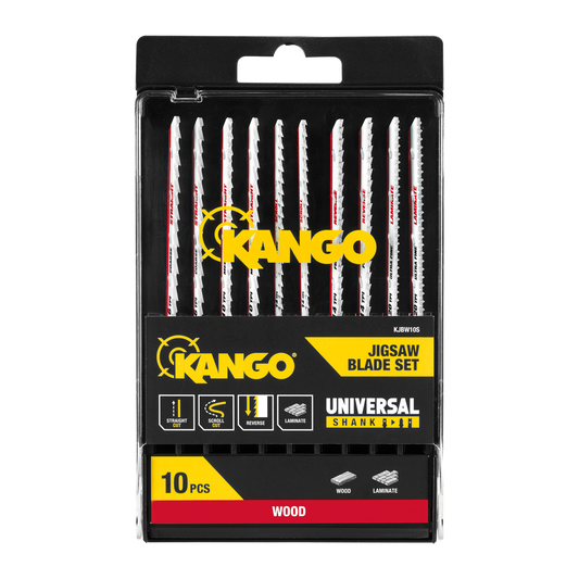 Kango 10 Piece Wood Jigsaw Blade Set - 102mm x 13mm x 124mm - Precision Cutting - Auzzistore