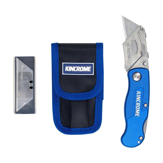 Kincrome Folding Utility Knife - 150mm - Aluminium - Heavy Duty - Auzzistore