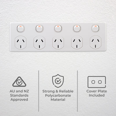 Deta Five Outlet Power Point - 250V - Polycarbonate - Kitchen Use