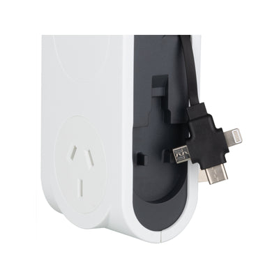 Arlec Power Adaptor With Retractable Usb Cable