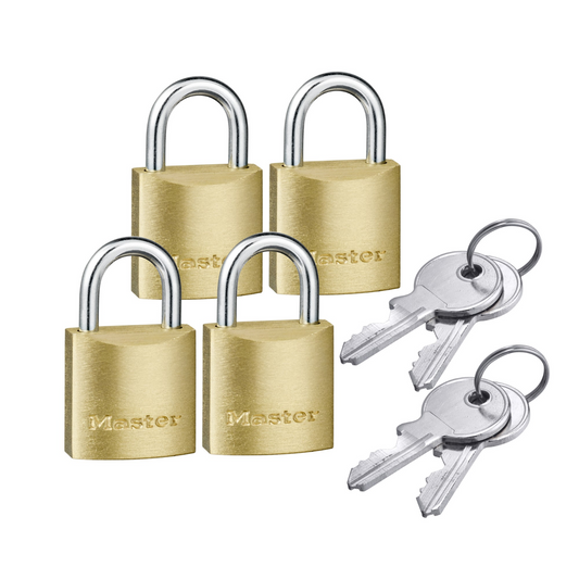 Master Lock Padlock - 20mm - Brass - Keyed Alike 4 Pack - Auzzistore