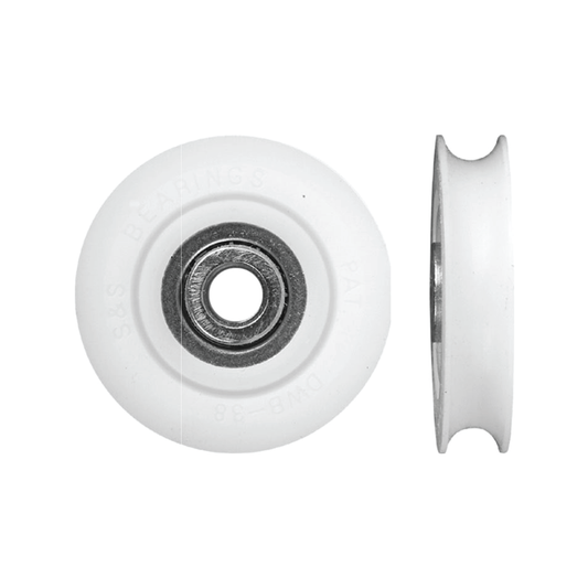 Rolltrak 38mm Acetal Concave Roller - 25kg Load - White - Durable - Auzzistore