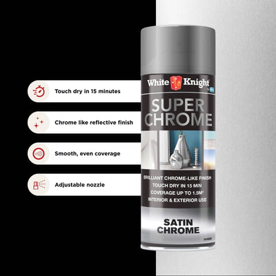 White Knight Super Chrome Spray Paint - 300g - Solvent Based - Fast Drying
