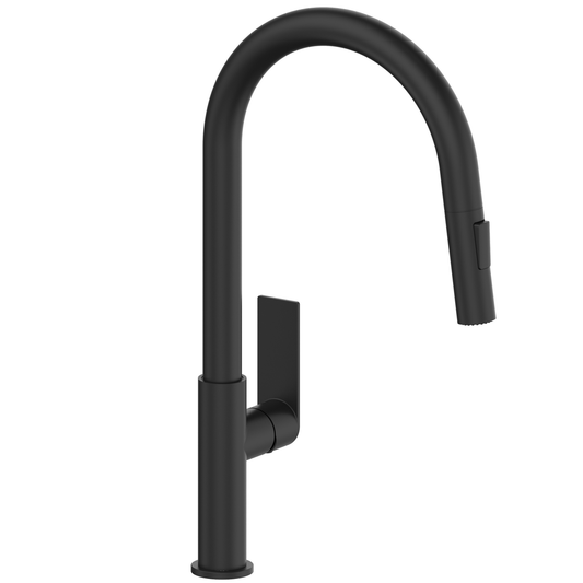 Mondella Black Matte Rococo Pull Down Sink Mixer - 65mm x 650mm x 260mm - Lead-Free Stainless Steel - Pull-Out Sprayer - WELS 5 Star Rating – view 2 - Auzzistore