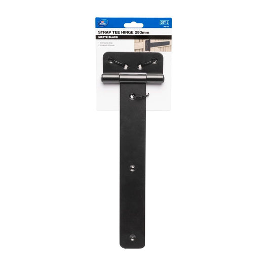 Zenith Strap Tee Hinge 2 Pack - 293mm - Matte Black - Heavy-Duty