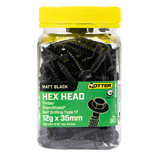 Otter Timber Hex Head Screws 12g x 35mm - 90 Pack - Galvanised - Corrosion Resistant - Auzzistore