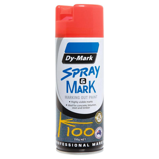 Dy-Mark Fluoro Red Spray Paint 350g Toluene-Free High Opacity - Auzzistore