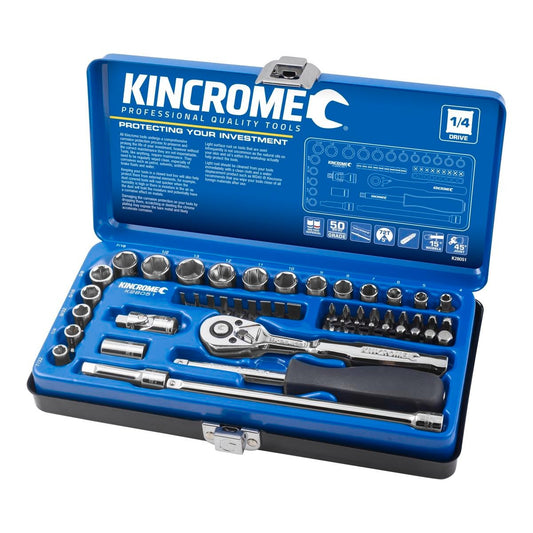 Kincrome Socket Set - 50 Piece - Chrome Vanadium Steel - Ratcheting - Auzzistore