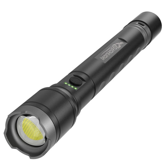 Ironhorse 4000lm Premium Hybrid Torch Flashlight - Rechargeable - Black