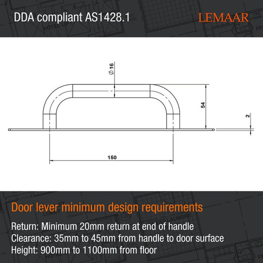 Lemaar D Pull on Plate 250 x 65 x 2mm Black DDA Compliant – view 2 - Auzzistore