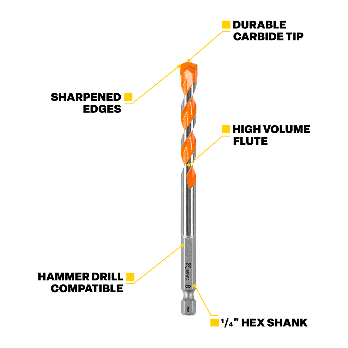 Kango 6mm x 260mm Masonry Drill Bit - Durable Carbide Tip - Precision Start
