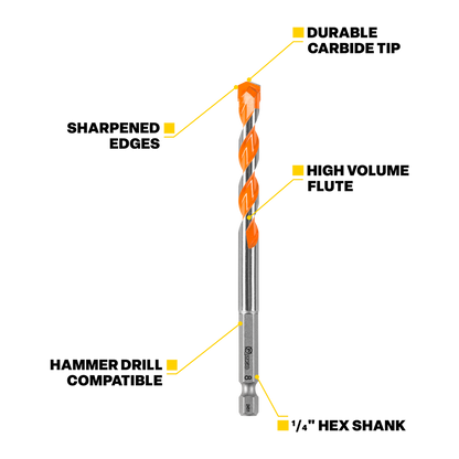 Kango 6mm x 260mm Masonry Drill Bit - Durable Carbide Tip - Precision Start
