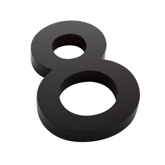 Sandleford House Number 8 - 100mm - Black Aluminium - Weather Resistant