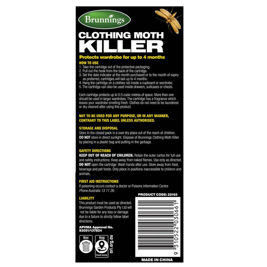 Brunnings Citrus Scented Moth Killer 2 Pack - 61mm x 145mm - Grey - 4 Month Protection – view 2 - Auzzistore