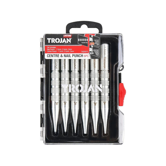 Trojan 6 Piece Centre and Nail Punch Set - 1.5mm, 2.5mm, 3mm - Durable - Auzzistore