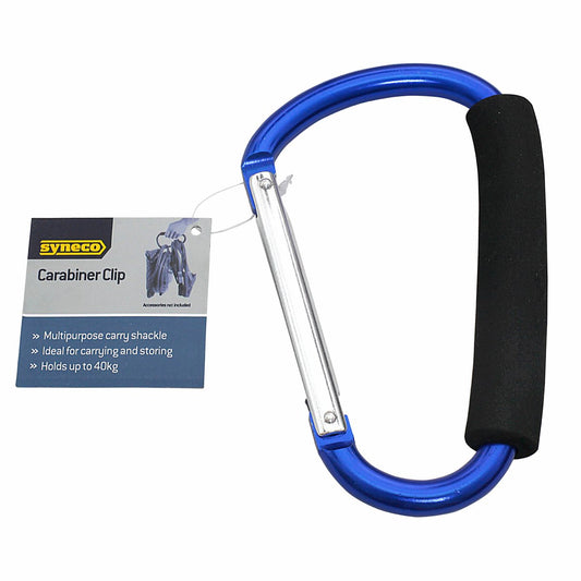 Syneco Aluminium Carabiner Clip 10 x 16 x 1cm No-Slip EVA Cover – view 2 - Auzzistore